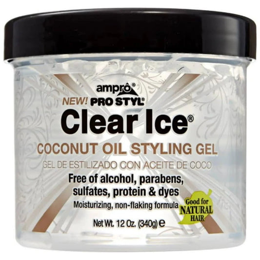 Clear Ice Coconut Oil Styling Gel, 12 Oz., Moisturizing, Unisex