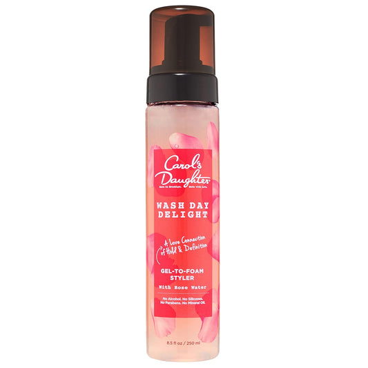 Wash Day Delight Hair Gel to Foam Mousse Styler and Hair Detangler for Curly Hair with Rose Water, Natural-Looking Hold, 8.5 Fl Oz