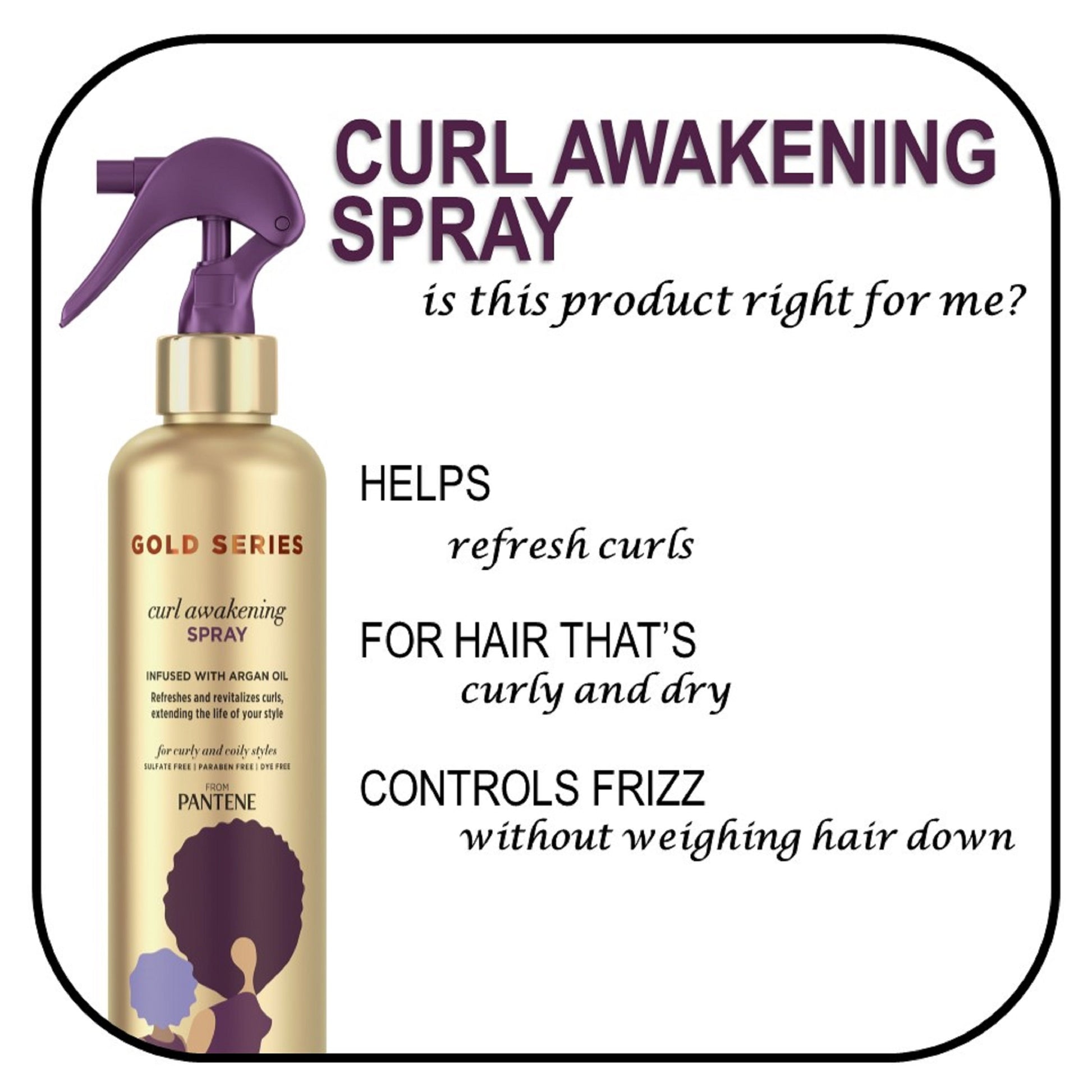 Gold Series Awakening Spray with Argan Oil for Curly, Coily Hair, 8.4 Fl Oz