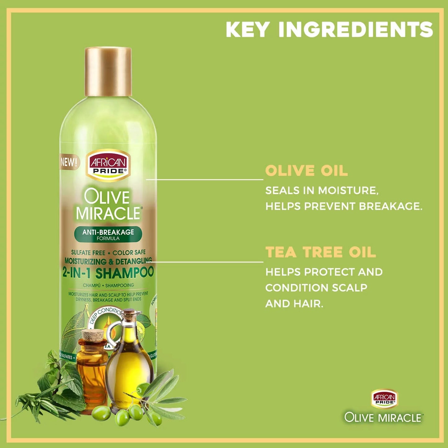 Olive Miracle 2 in 1 Hair Shampoo & Conditioner, 12 Oz