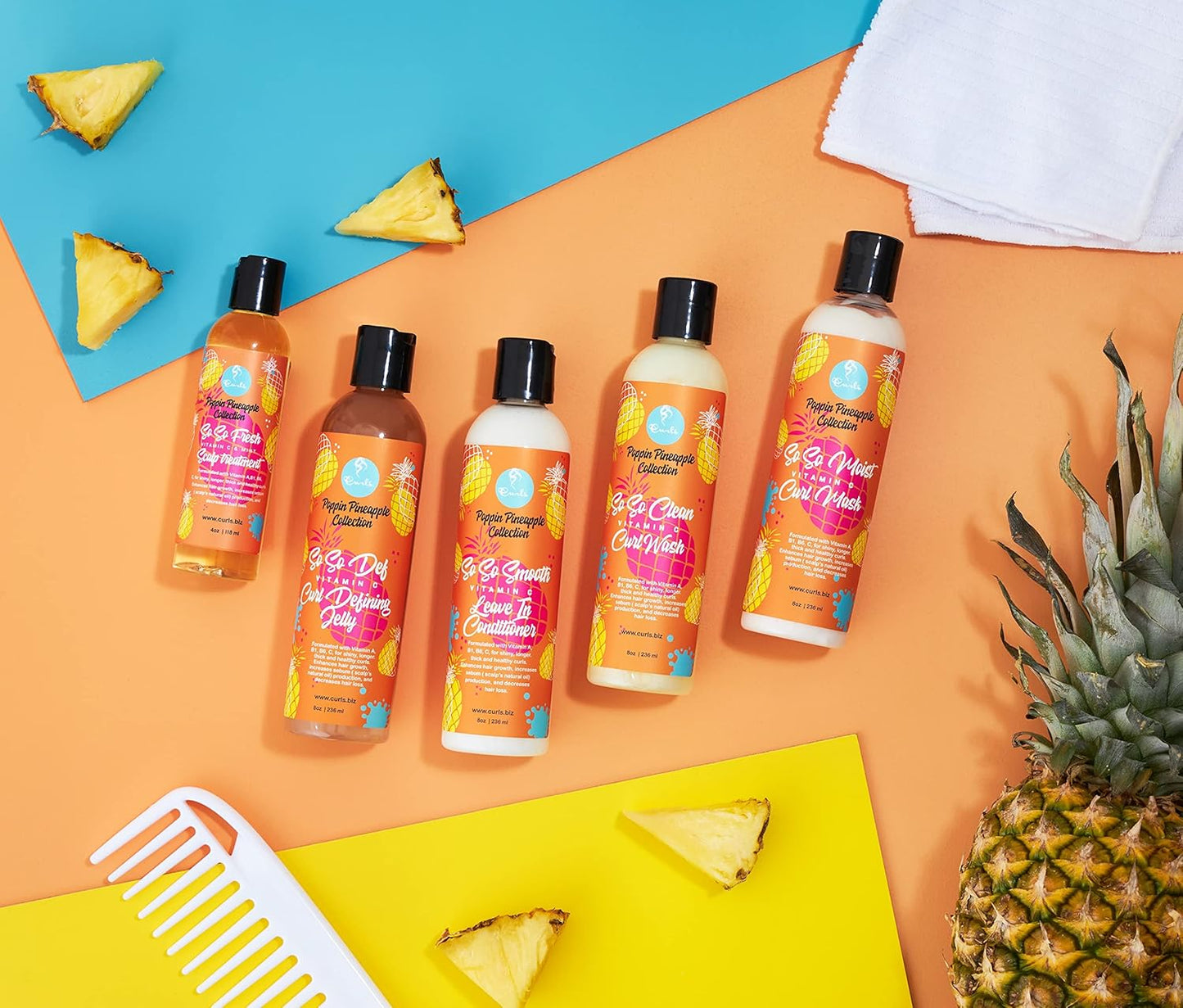 Poppin Pineapple so so Smooth Vitamin C Leave in Conditioner - Conditions & Softens Hair - for Wavy, Curly, and Coily Hair Types, 8 Ounces