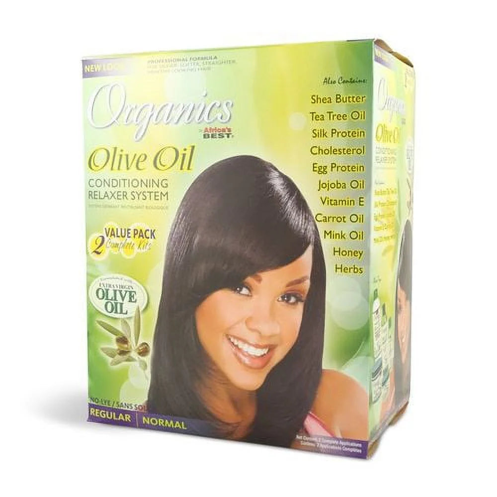 Africas Best Organics Olive Oil Conditioning No Lye Relaxer System Regular, 2 Ea