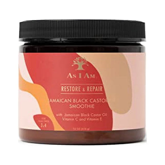 Jamaican Black Castor Oil Smoothie - 16 Oz - with Ceramide, Vitamin C & E - Enhanced Curl Definition - Lightweight - Strong Hold - Flake Free - Increases Moisture - Reduces Breakage & Tangles