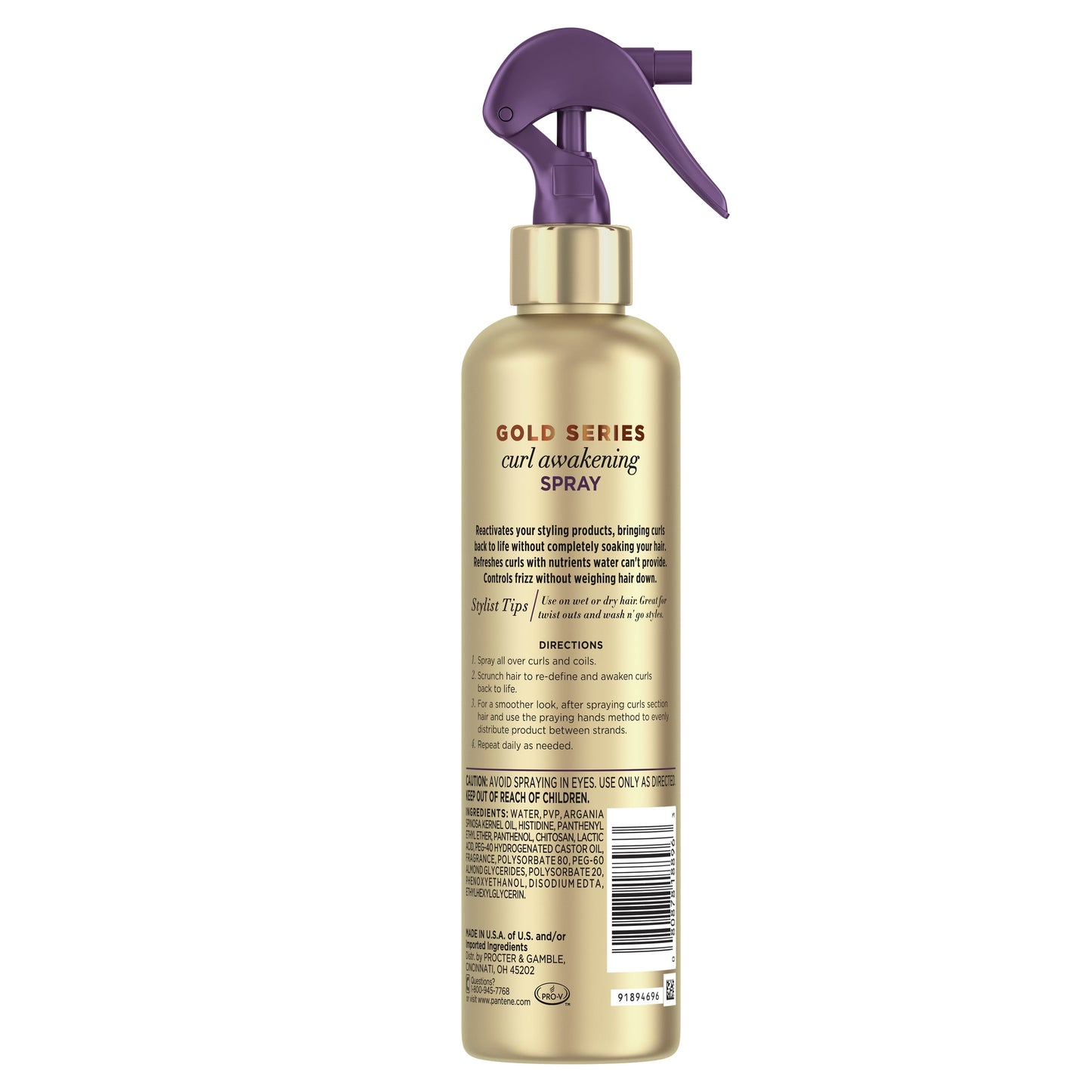 Gold Series Awakening Spray with Argan Oil for Curly, Coily Hair, 8.4 Fl Oz