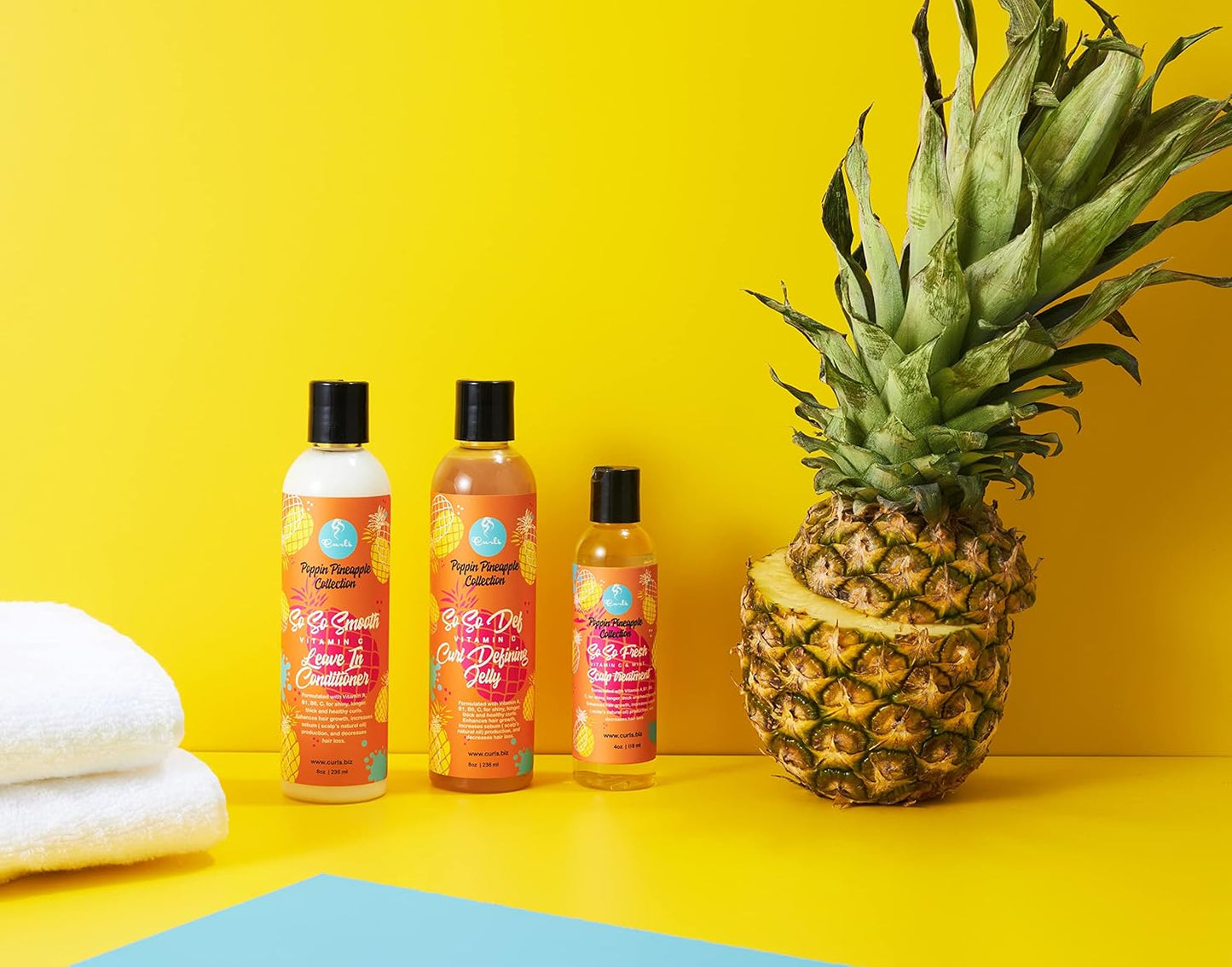 Poppin Pineapple so so Smooth Vitamin C Leave in Conditioner - Conditions & Softens Hair - for Wavy, Curly, and Coily Hair Types, 8 Ounces