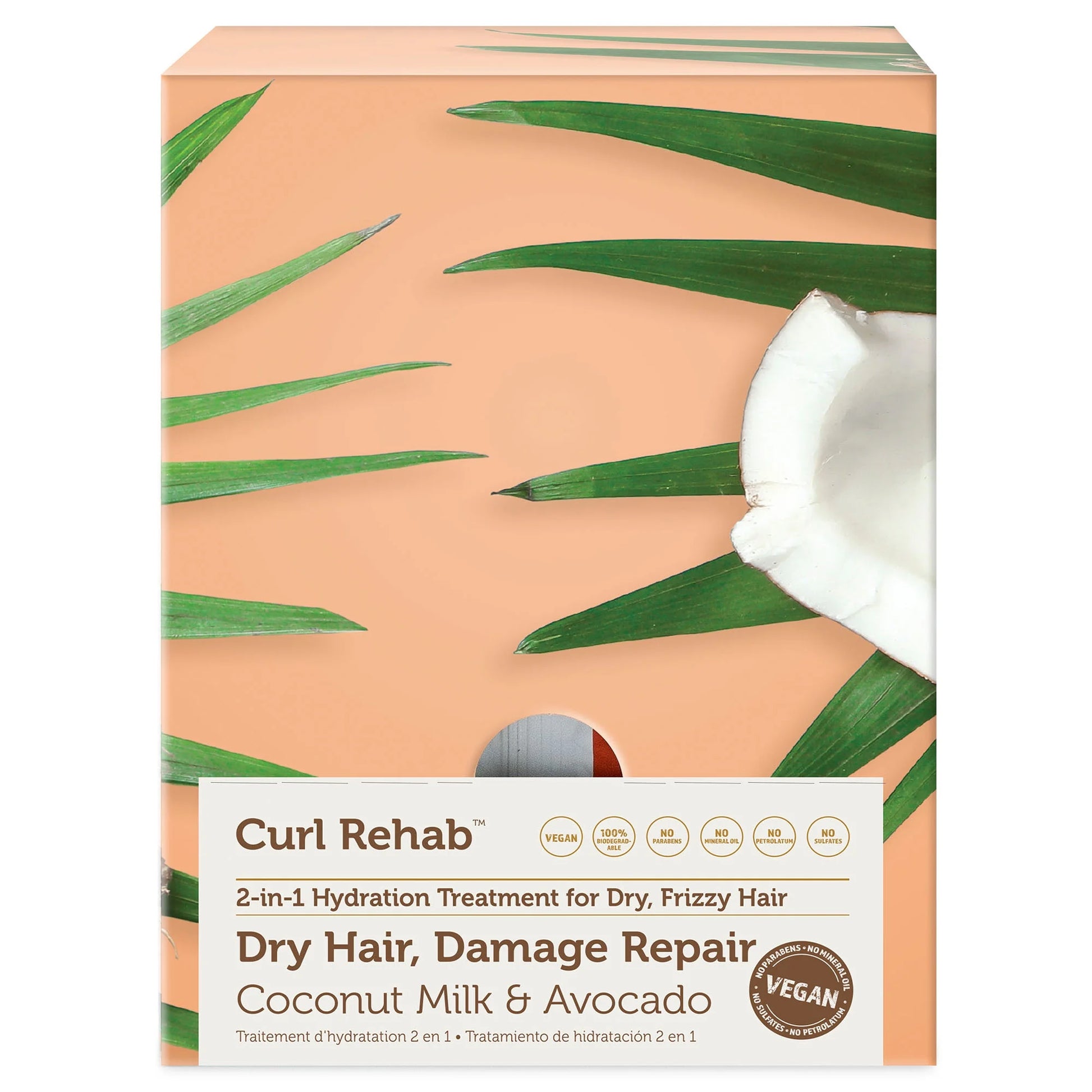 : Dry Hair/Damage Repair Dual Treatment Packette - Coconut Milk & Avocado Hydrating Mask Packette - 4.8 Oz.